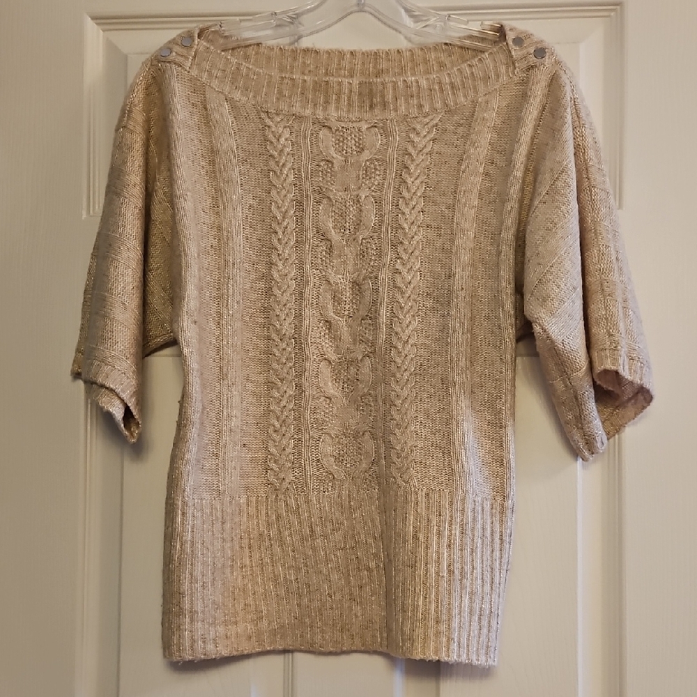 White House Black Market Off-the-Shoulder Beige Sweater